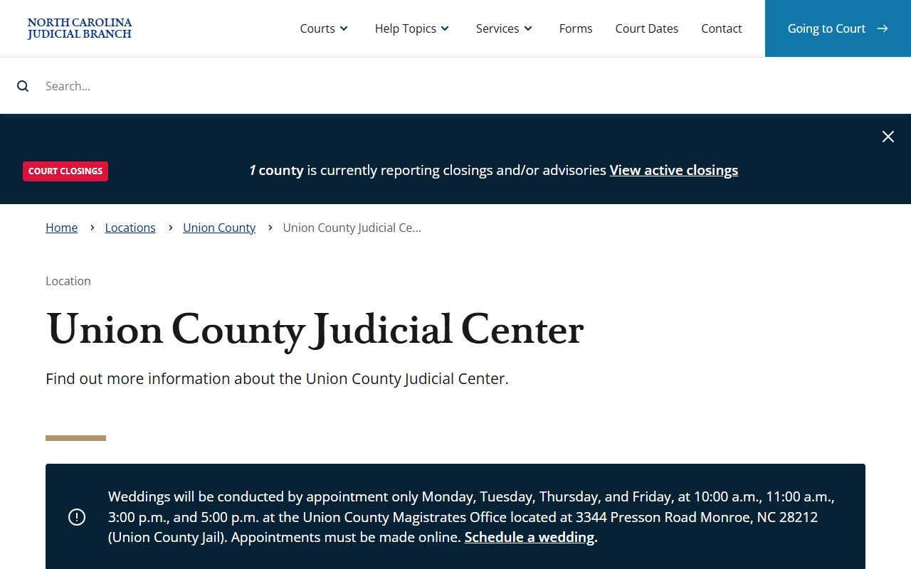 Union County Judicial Center where Union County Court records are filed in Monroe
