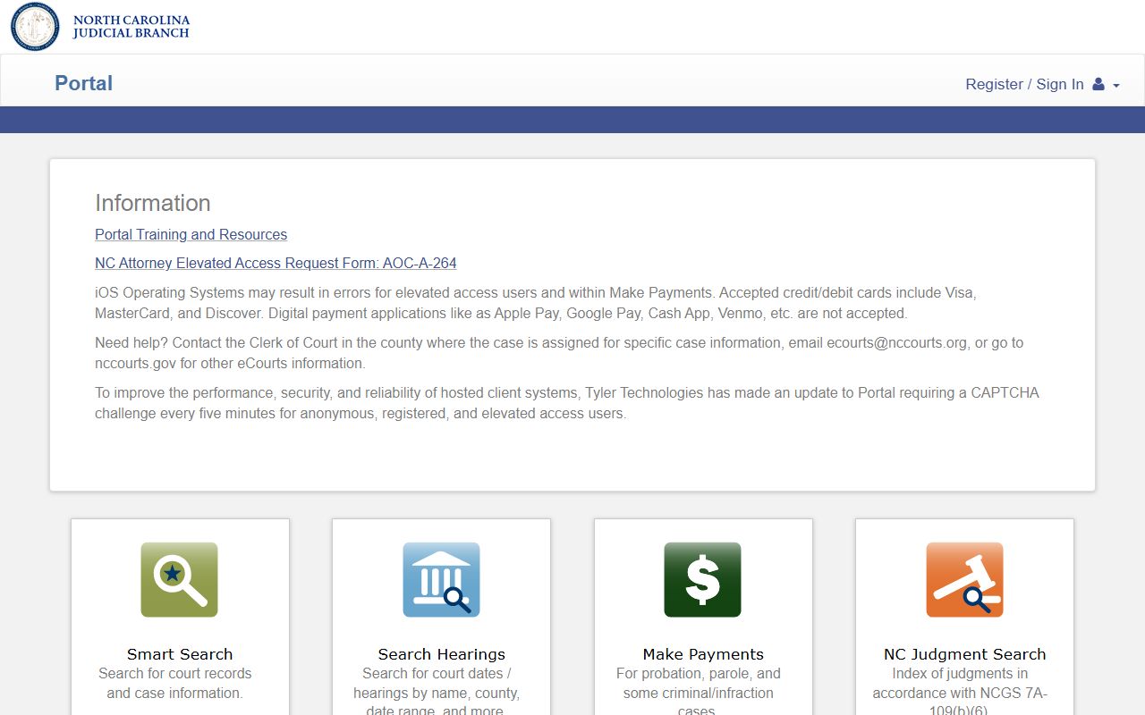 North Carolina eCourts Portal used to search Union County Court records