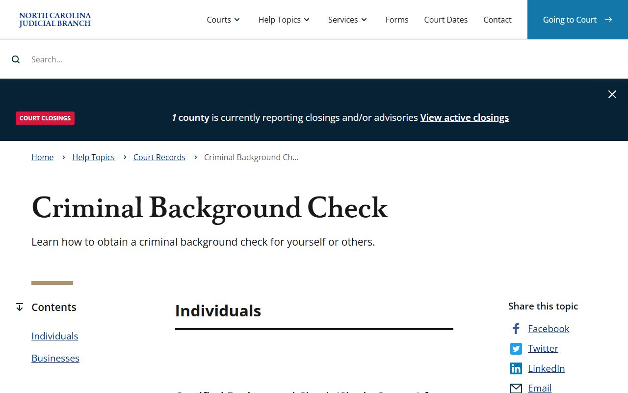 North Carolina criminal background check page for the Union County Clerk of Superior Court