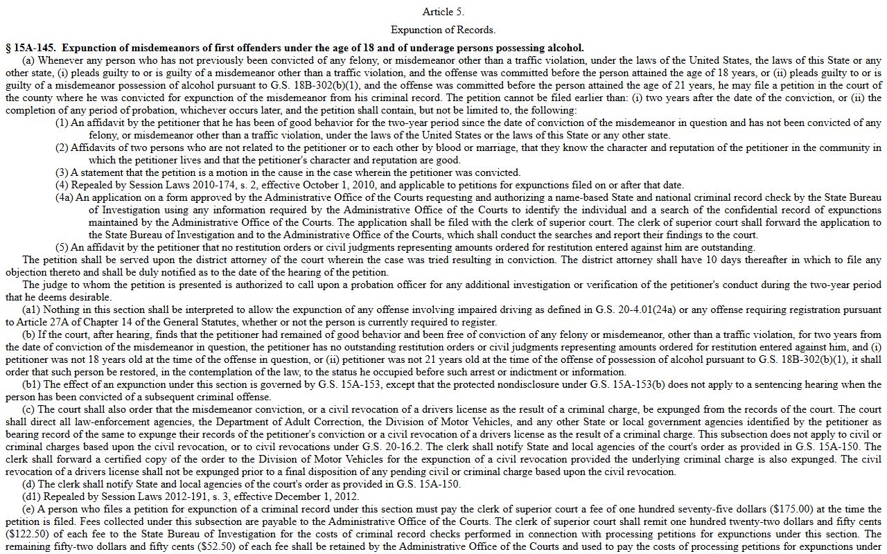 First-offender expunction statute relevant to Union County criminal records