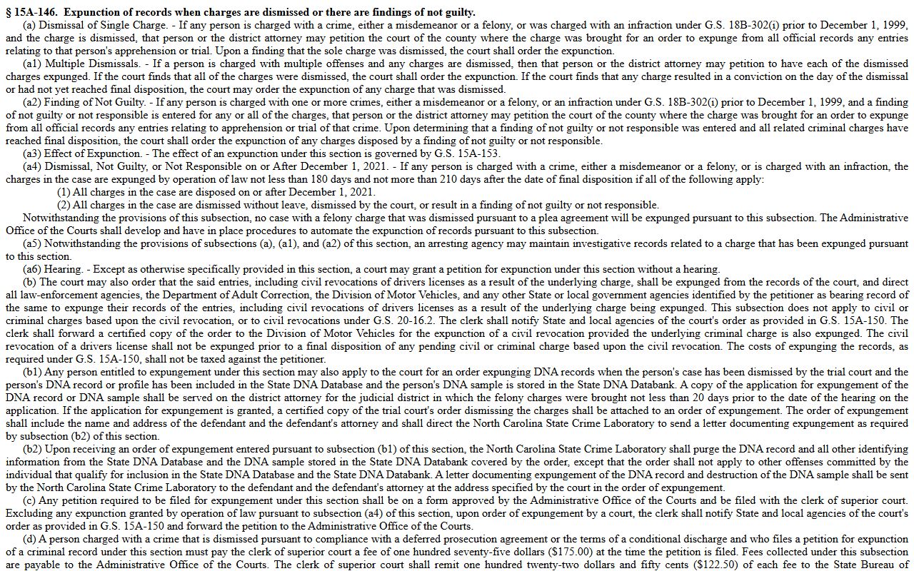 Dismissed charge expunction statute used for Union County criminal records