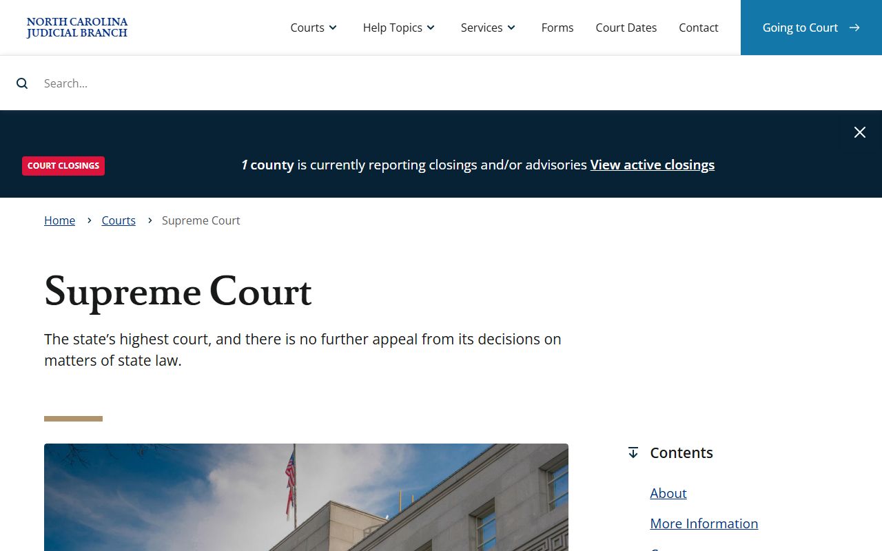 North Carolina Supreme Court page at the top of the Union County District Court appeals path