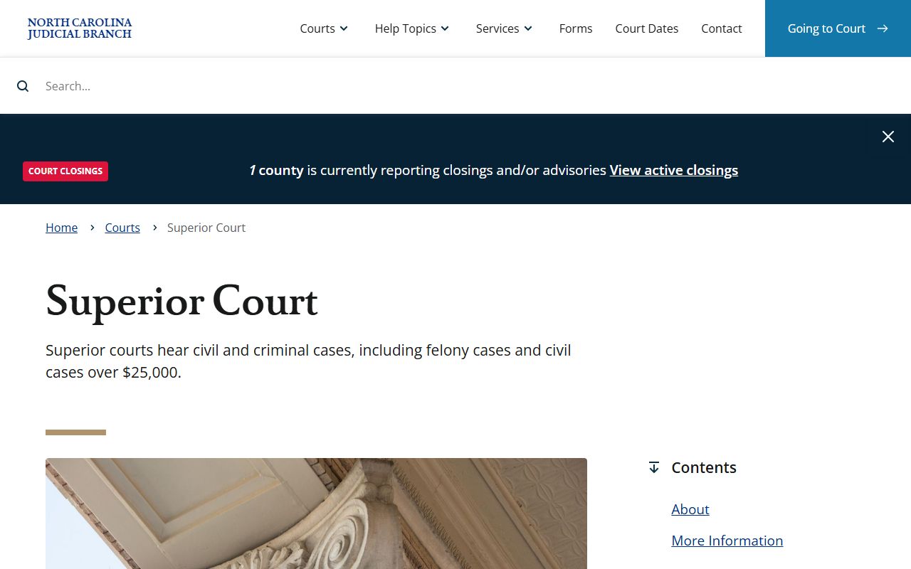 North Carolina Superior Court overview page for Union County Superior Court