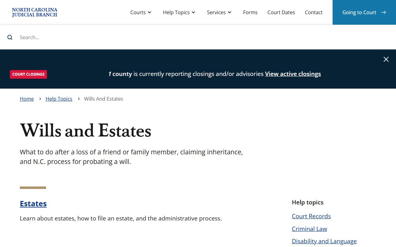 Union County probate records guidance on the North Carolina wills and estates page
