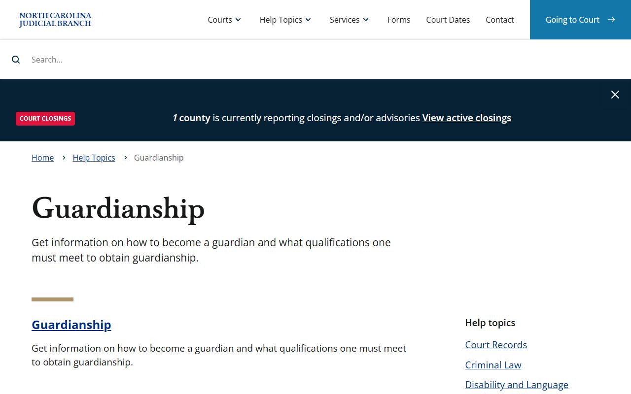 Union County probate records guardianship help on the North Carolina Judicial Branch site