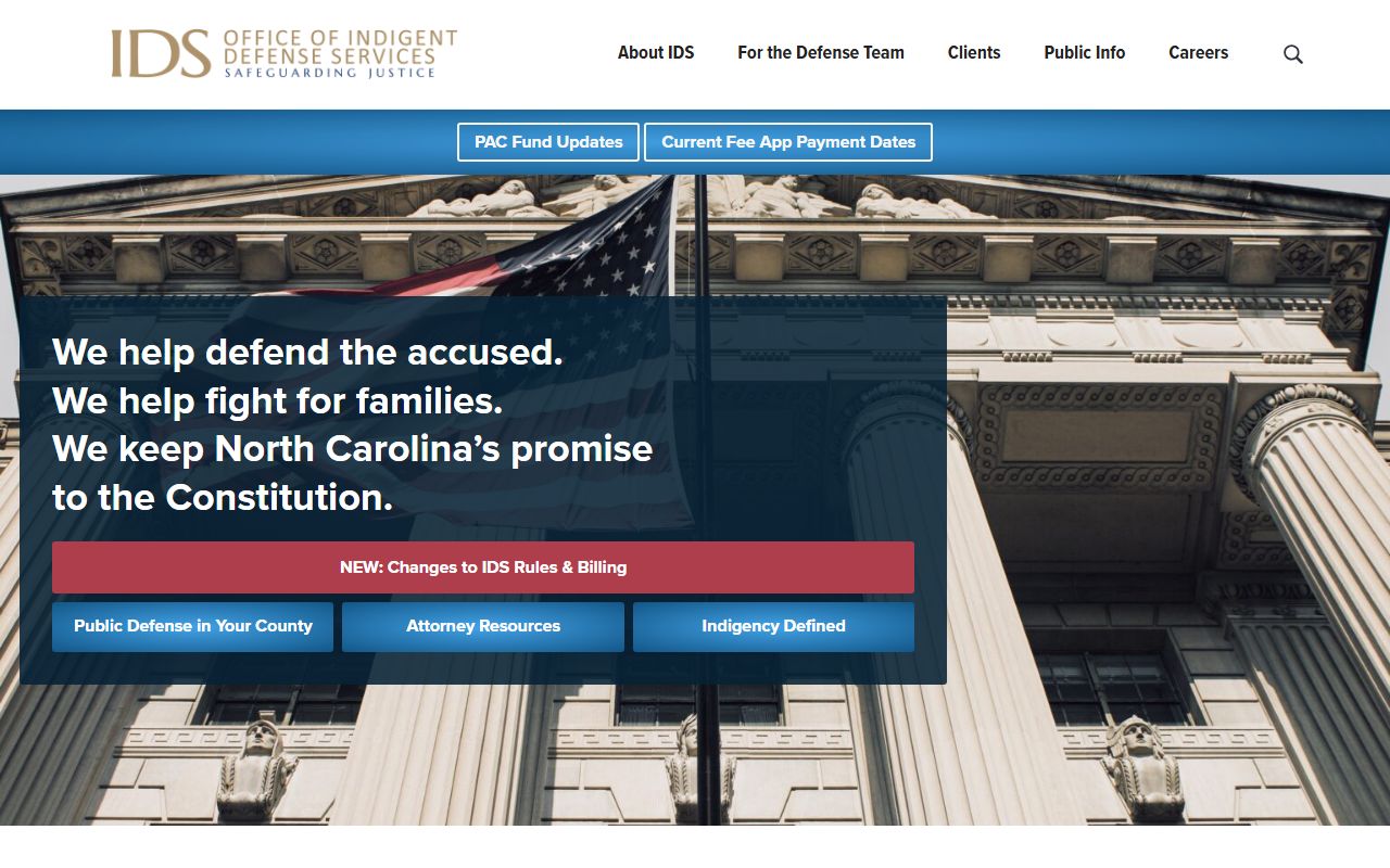 North Carolina Indigent Defense Services page tied to Union County public records access