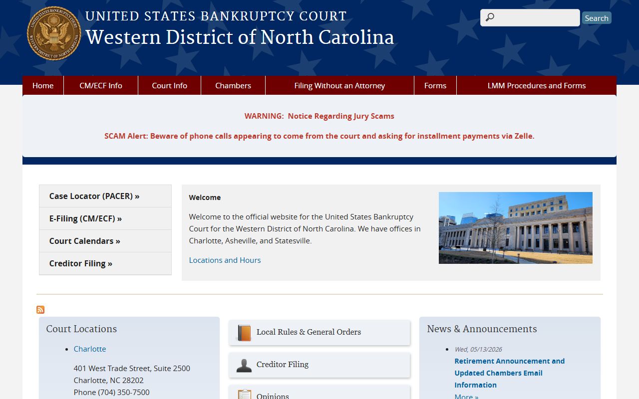 Union County released inmates federal court context, Western District Bankruptcy Court