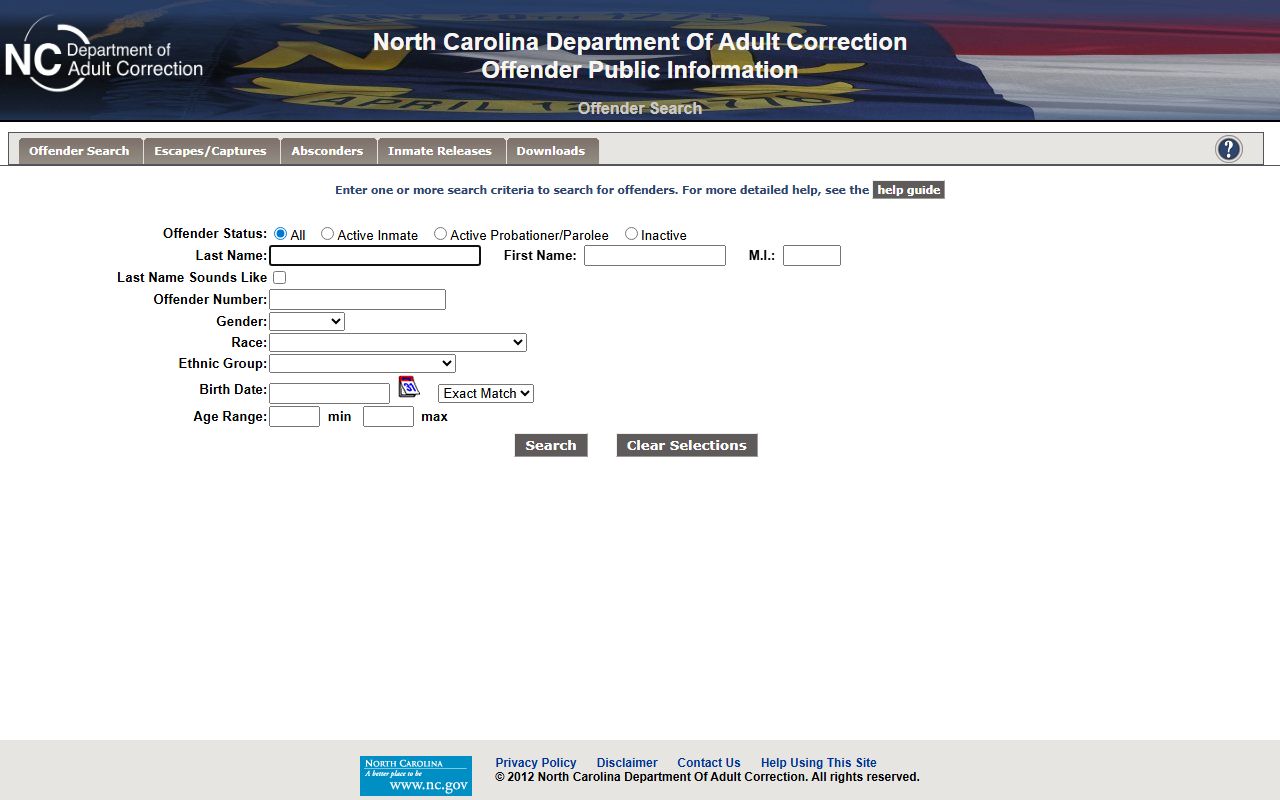 North Carolina Department of Adult Correction search linked from Union County warrant records