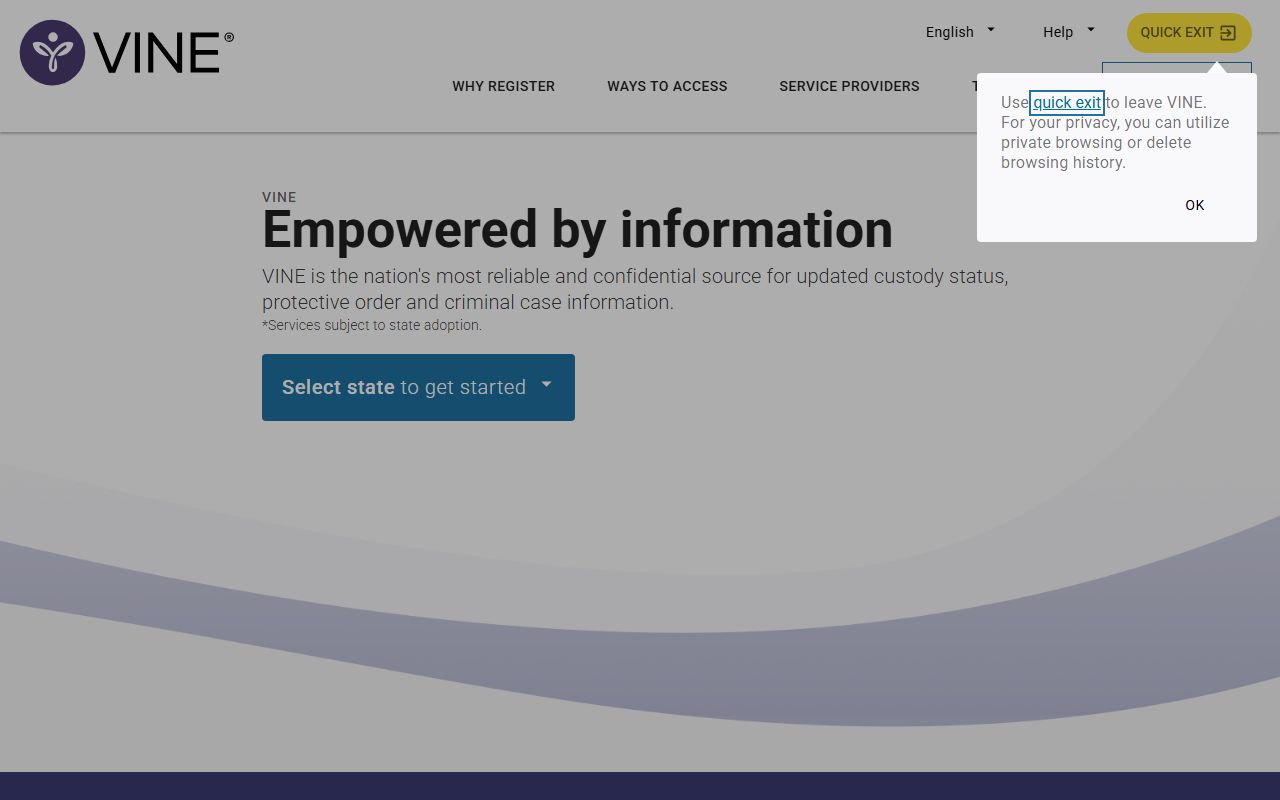 VINELink custody notification service tied to Union County warrant records