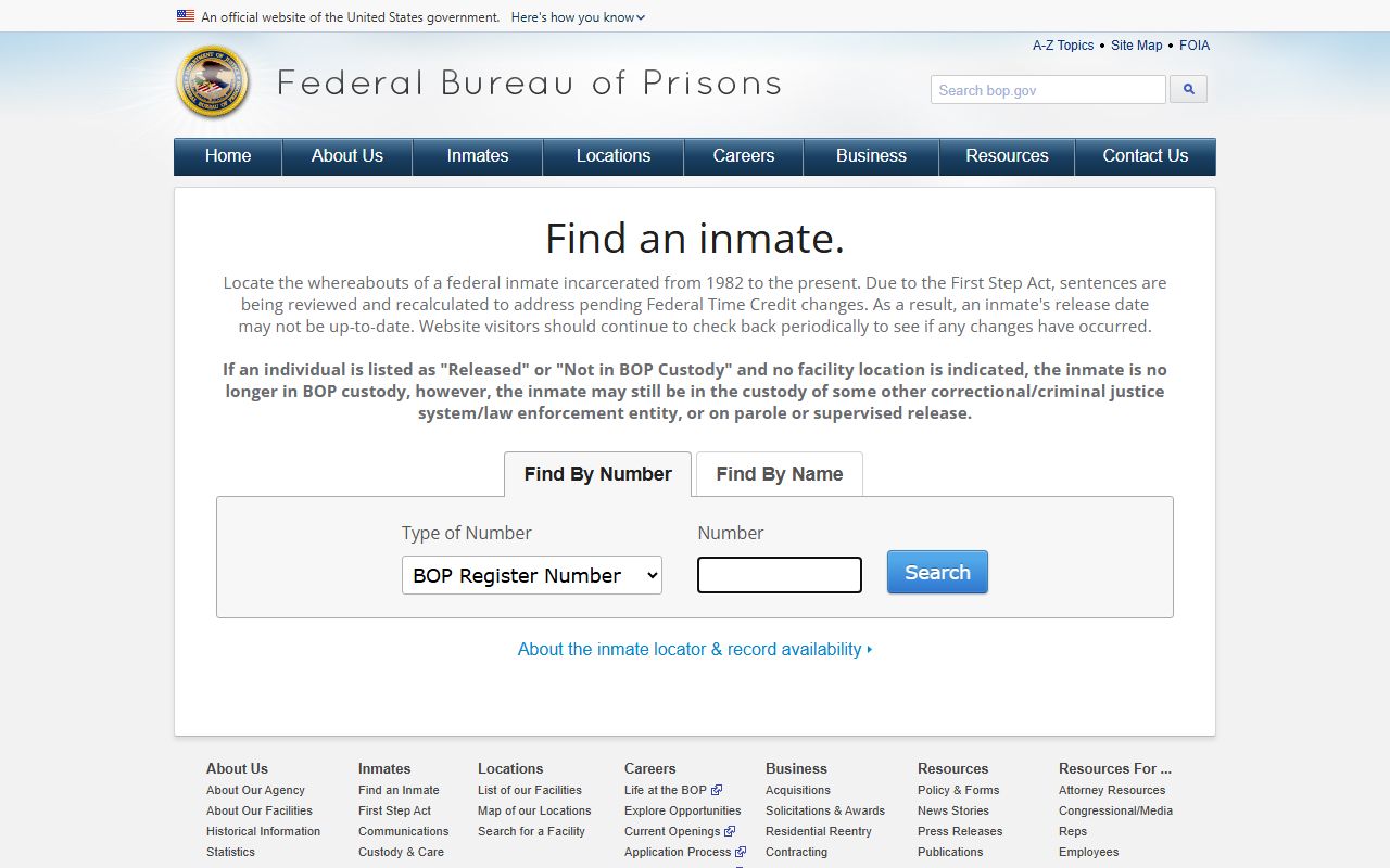 Federal Bureau of Prisons inmate locator referenced in Union County warrant records